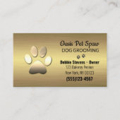 Gold Paw Print Dog Pet Grooming Service Business Visitekaartje (Voorkant)