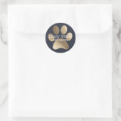 Gold Paw Print Logo op Navy productetiket Ronde Sticker (Tas)