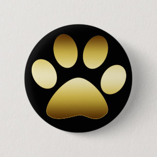 GOLD PAW PRINT RONDE BUTTON 5,7 CM