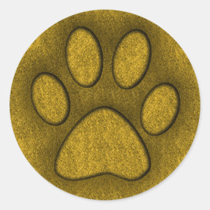 GOLD PAW PRINT RONDE STICKER