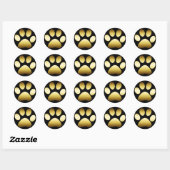GOLD PAW PRINT RONDE STICKER (Vel)