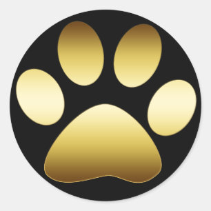 GOLD PAW PRINT RONDE STICKER