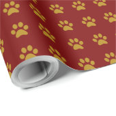 Gold Paw Print Thema Cadeaupapier (Rol Hoek)