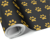 Gold Paw Print Thema Cadeaupapier (Rol Hoek)