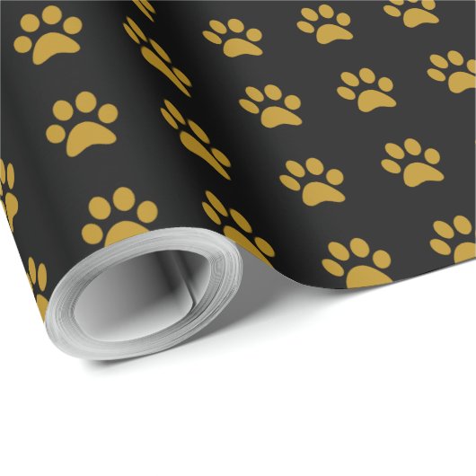 Gold Paw Print Thema Cadeaupapier (Rol Hoek)