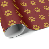 Gold Paw Print Thema Cadeaupapier (Rol Hoek)