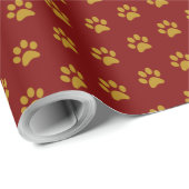 Gold Paw Print Thema Cadeaupapier (Rol Hoek)