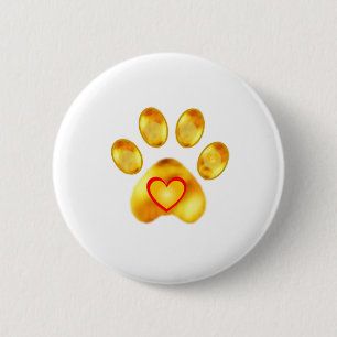 Gold Paw Ronde Button 5,7 Cm