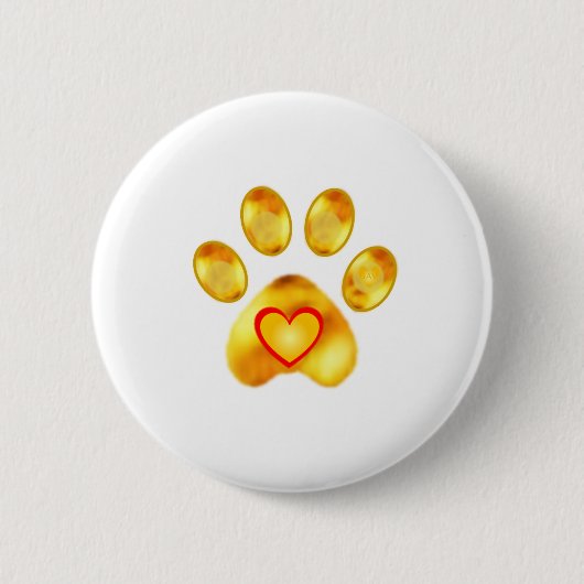 Gold Paw Ronde Button 5,7 Cm (Voorkant)