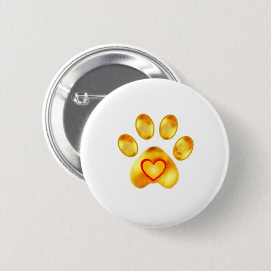 Gold Paw Ronde Button 5,7 Cm (Voorkant /achterkant)
