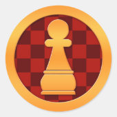 Gold Pawn Chess Ronde Sticker (Voorkant)