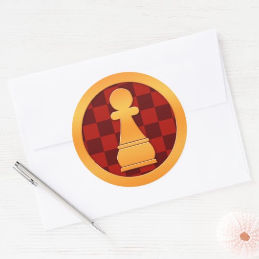 Gold Pawn Chess Ronde Sticker (Envelop)