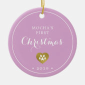 Gold Pawprints Kat's eerste kerstfoto Keramisch Ornament (Voorkant)