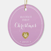 Gold Pawprints Kat's eerste kerstfoto Keramisch Ornament (Links)