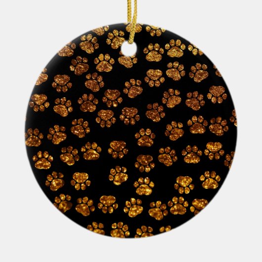 Gold Paws, Glitter Paws, Gold Glitter, Dog Paws Keramisch Ornament (Voorkant)