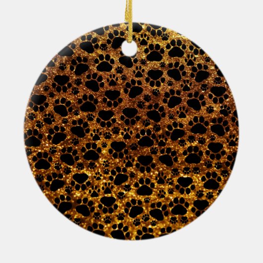 Gold Paws, Glitter Paws, Gold Glitter, Dog Paws Keramisch Ornament (Achterkant)