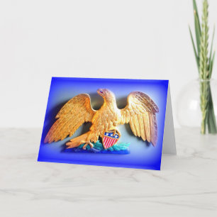 Gold Peace Eagle op blauw wenskaart Kaart