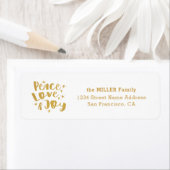 Gold Peace Love Joy Holiday Family Return-adres Etiket (Insitu)