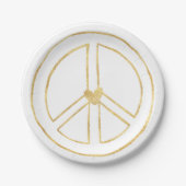 Gold Peace Sign-hart Papieren Bordje (Voorkant)