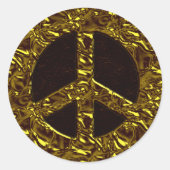 GOLD PEACE SIGN RONDE STICKER (Voorkant)