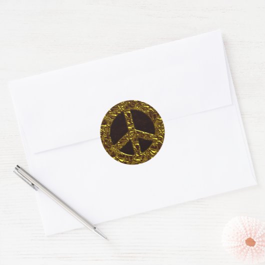 GOLD PEACE SIGN RONDE STICKER (Envelop)
