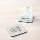 Gold Peace Silver Stars White Coaster Bier Onderzetter (Rechterzijde)