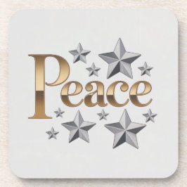 Gold Peace Silver Stars White Coaster Bier Onderzetter