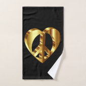 Gold Peace-teken met een gouden hart Bad Handdoek (Handdoek)
