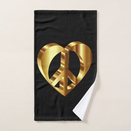 Gold Peace-teken met een gouden hart Bad Handdoek (Handdoek)
