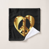Gold Peace-teken met een gouden hart Bad Handdoek (Wasdoekje)