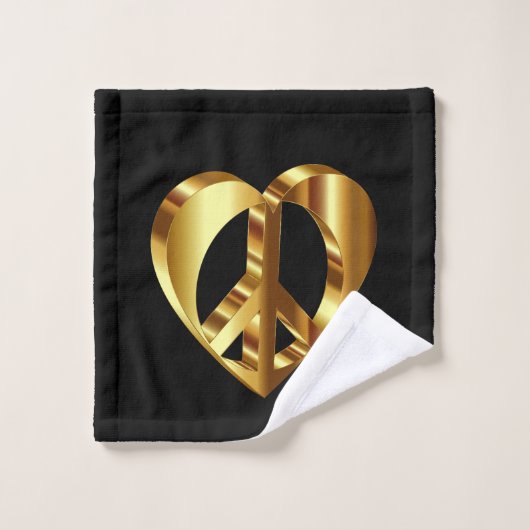 Gold Peace-teken met een gouden hart Bad Handdoek (Wasdoekje)