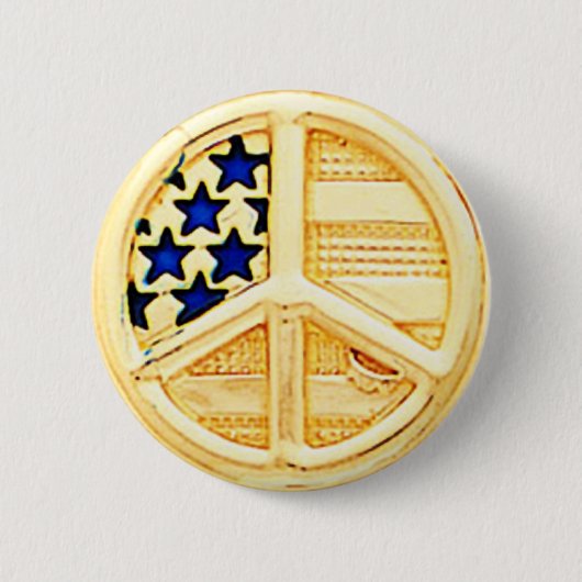 Gold Peace-teken Ronde Button 5,7 Cm (Voorkant)