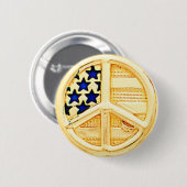 Gold Peace-teken Ronde Button 5,7 Cm (Voorkant /achterkant)