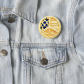 Gold Peace-teken Ronde Button 5,7 Cm (In situ)