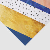 Gold Peach Blauwgroen Navy Stippen Stripes Tissue Tissuepapier (Detail)