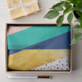 Gold Peach Blauwgroen Navy Stippen Stripes Tissue Tissuepapier (Geschenk)