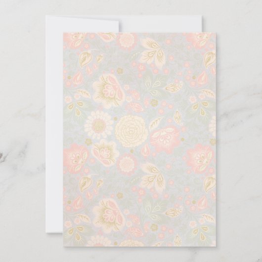 Gold Peach en Blush Spring Blooms Wedding Grey Kaart (Achterkant)