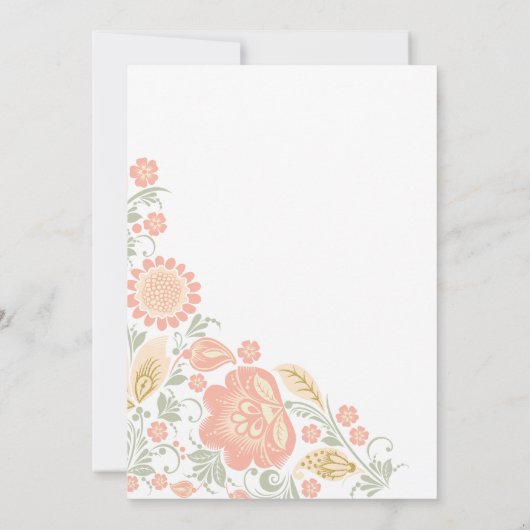 Gold Peach en Blush Spring Blooms Wedding Kaart (Achterkant)