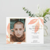 Gold Peach Floral Celebration of Life Funeral Bedankkaart (Staand voorkant)