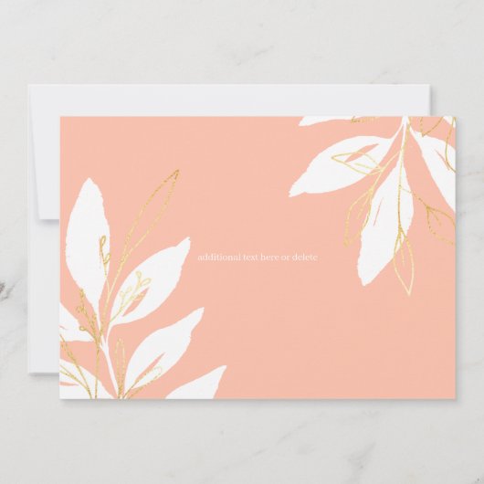 Gold Peach Floral Celebration of Life Funeral Bedankkaart (Achterkant)