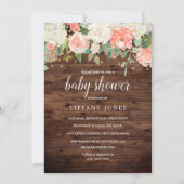 Gold Peach Floral Waterverf Wood Baby shower Kaart (Voorkant)