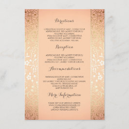 Gold Peach Floral Wedding Details - Informatie Informatiekaartje