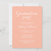 Gold Peach Greek Key Photo Afstuderen Aankondiging (Achterkant)