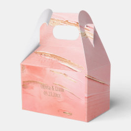 Gold Peach Melon Abstracte naam Modern Wedding Bedankdoosjes