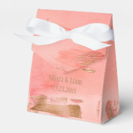 Gold Peach Melon Abstracte naam Modern Wedding Bedankdoosjes