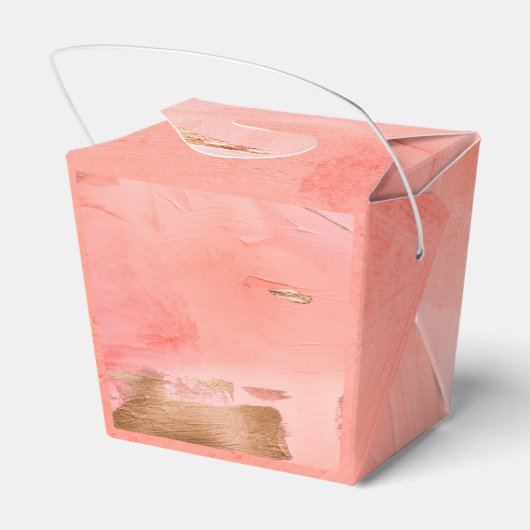 Gold Peach Melon Abstracte naam Modern Wedding Bedankdoosjes (Achterkant)