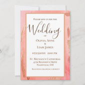 Gold Peach Modern Brown Elegant Script Weddenschap Kaart (Voorkant)