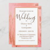 Gold Peach Modern Brown Elegant Script Weddenschap Kaart (Voorkant / Achterkant)