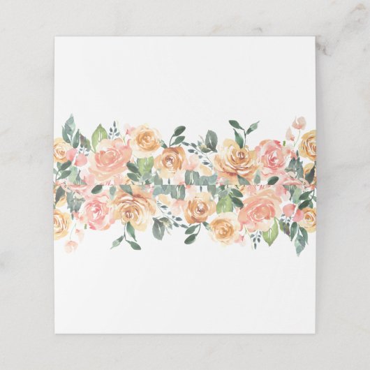 Gold Peach Rustic Floral Wedding Gevouwen Plaats K Plaatskaartje (Buitenkant ongevouwen)