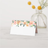 Gold Peach Rustic Floral Wedding Gevouwen Plaats K Plaatskaartje (Achterkant)